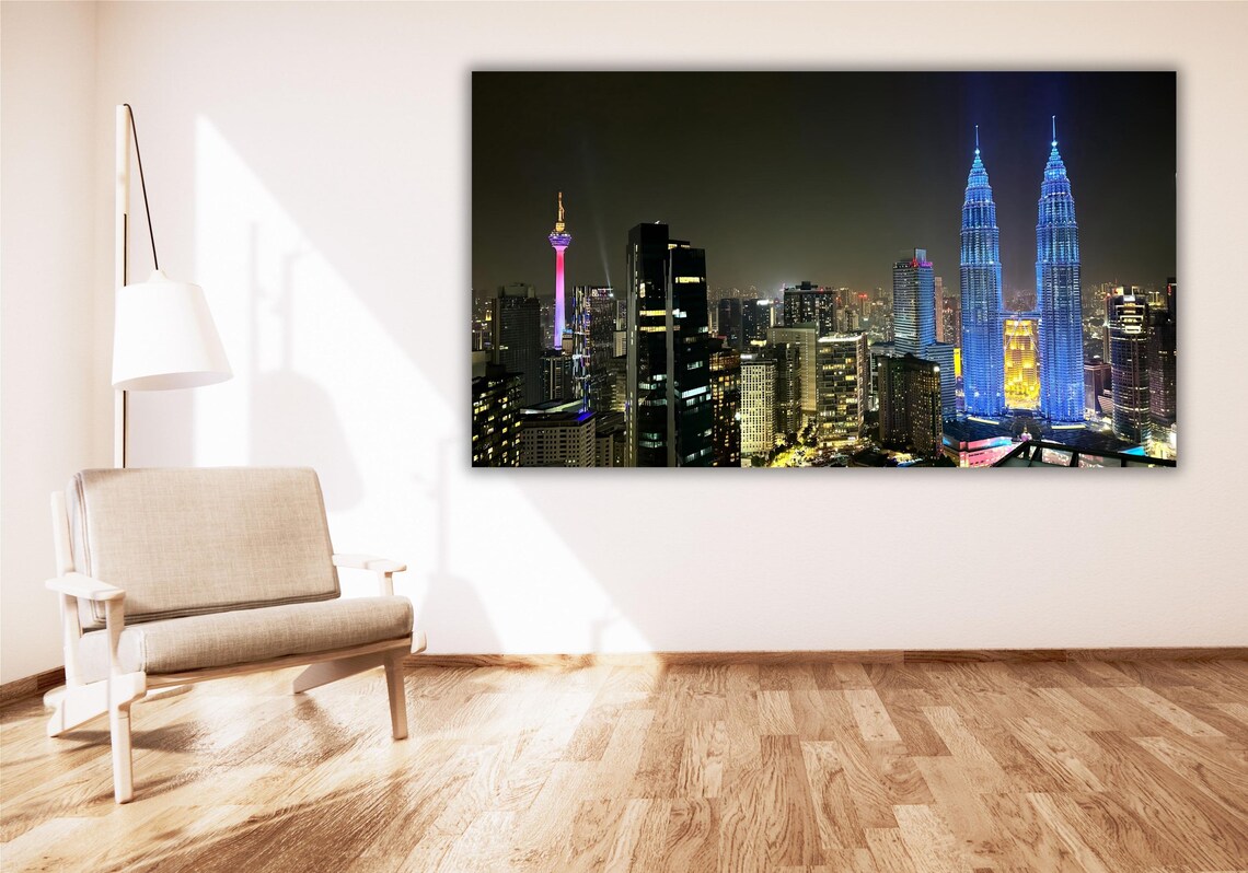 Kuala Lumpur Night Cityscape Petronas Towers Blue Skyline Poster - Image 2