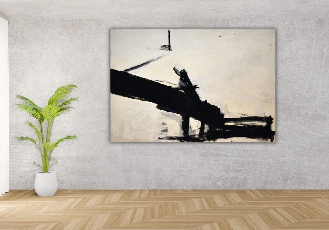 Franz Kline Bold Black Brushstroke Abstract Expressionist Poster - Image 2