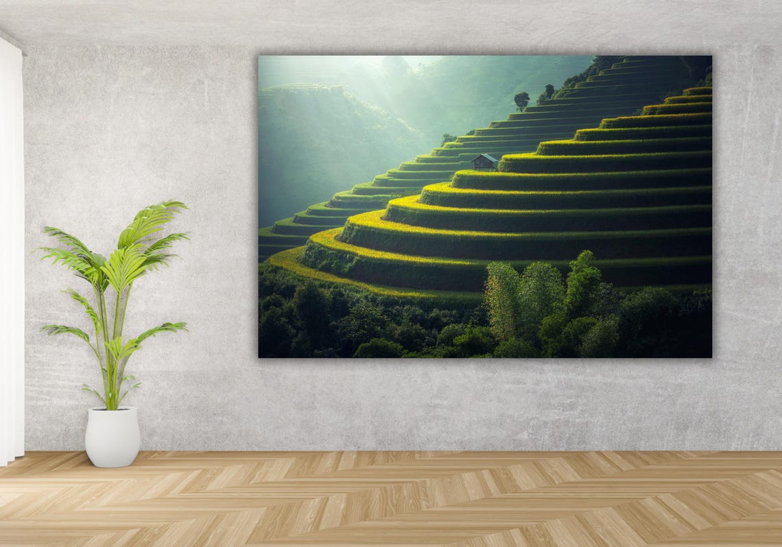 Vietnam Terraced Rice Fields Green Landscape Nature Photography Poster - Image 3