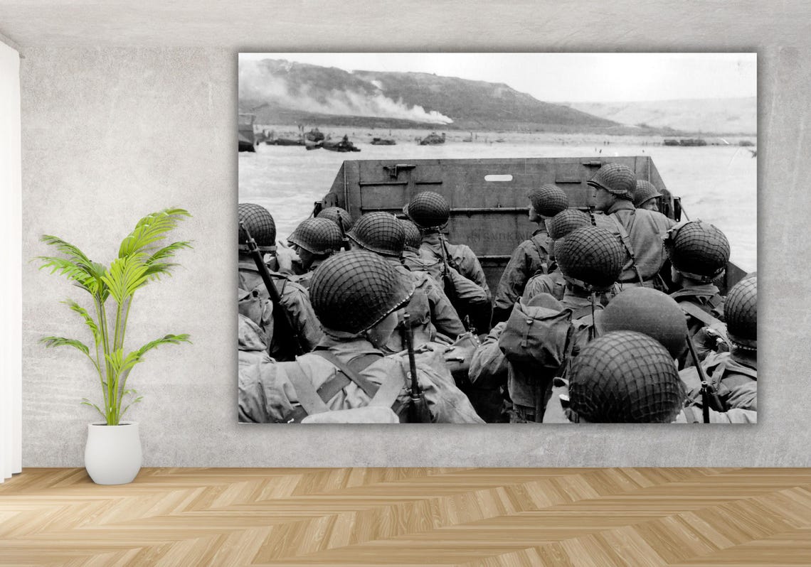 D-Day Normandy Landing Craft US Troops Historic WWII Photo Poster - Image 3