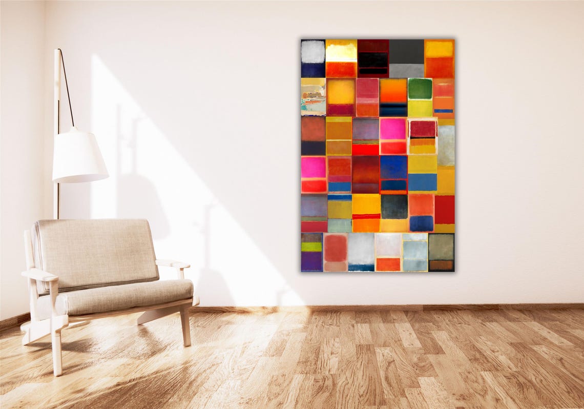 Colorful Abstract Grid of Painted Rectangles Modern Color Block Poster - Image 2