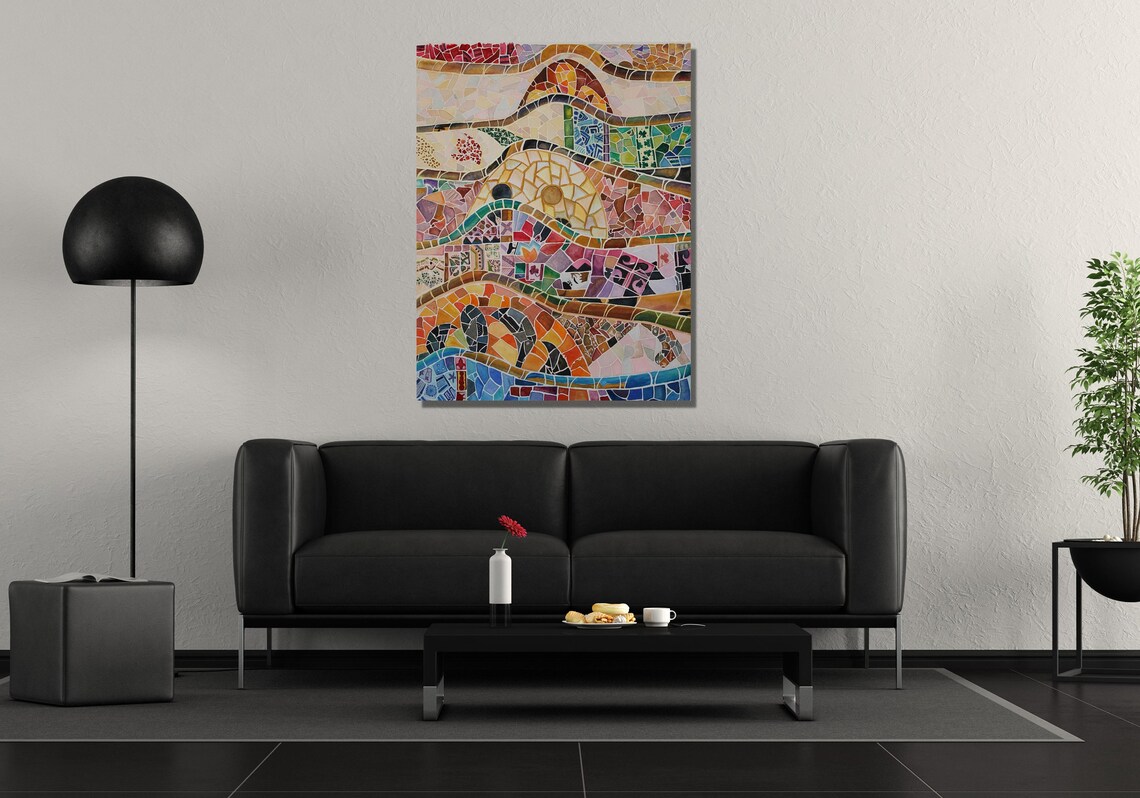 Antoni Gaudi Style Trencadis Mosaic Colorful Wave Art Poster - Image 3