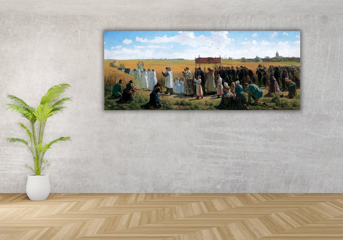 Village Blessing of the Wheat Field Religious Procession Poster - Image 3