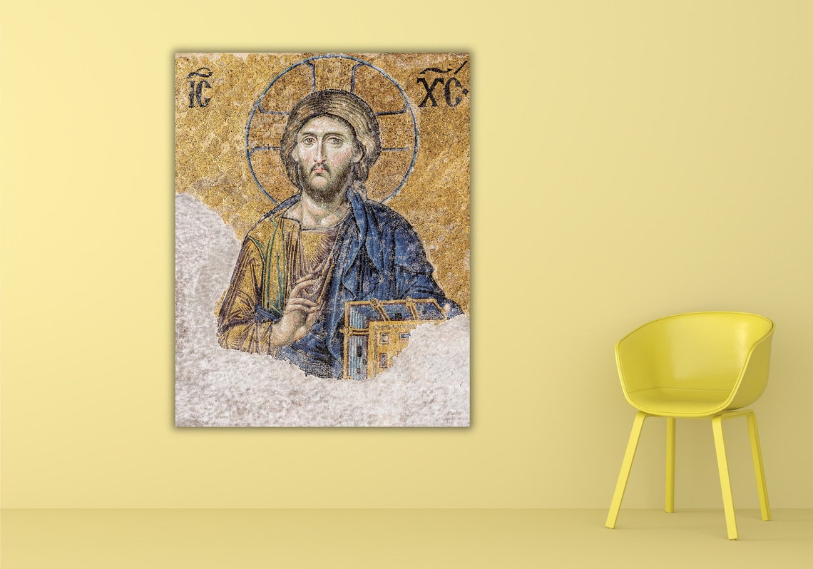 Christ Pantocrator Hagia Sophia 13th Century Gold Mosaic Art Poster - Image 3