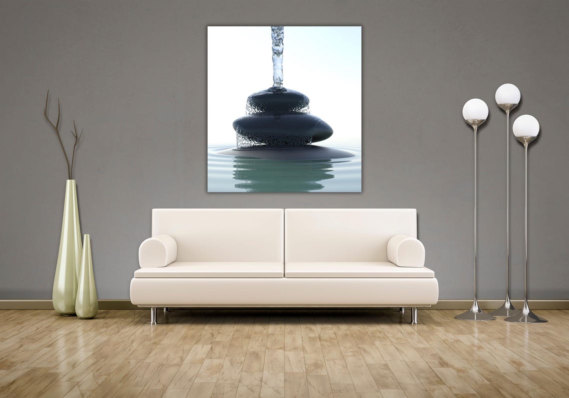 Peaceful Zen Spa Stones Balanced Water Stream Meditation Poster - Image 3