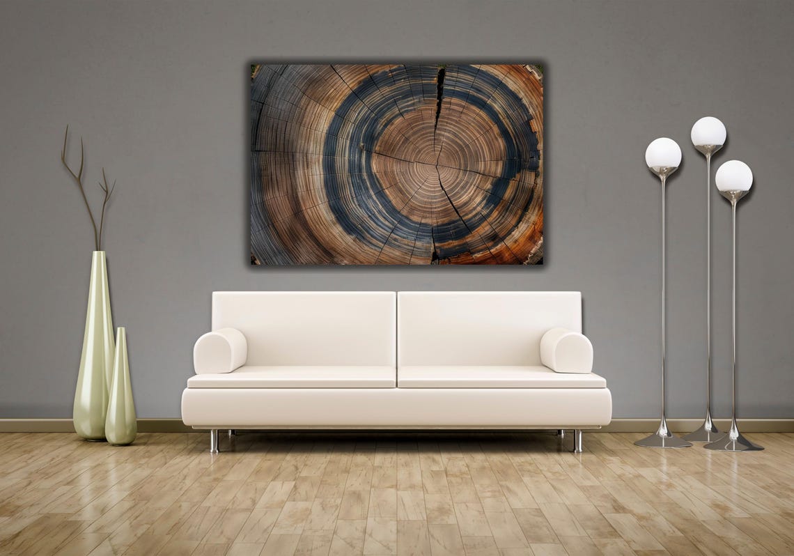 Tree Trunk Growth Rings Cross Section Rustic Wood Art Poster - Image 2