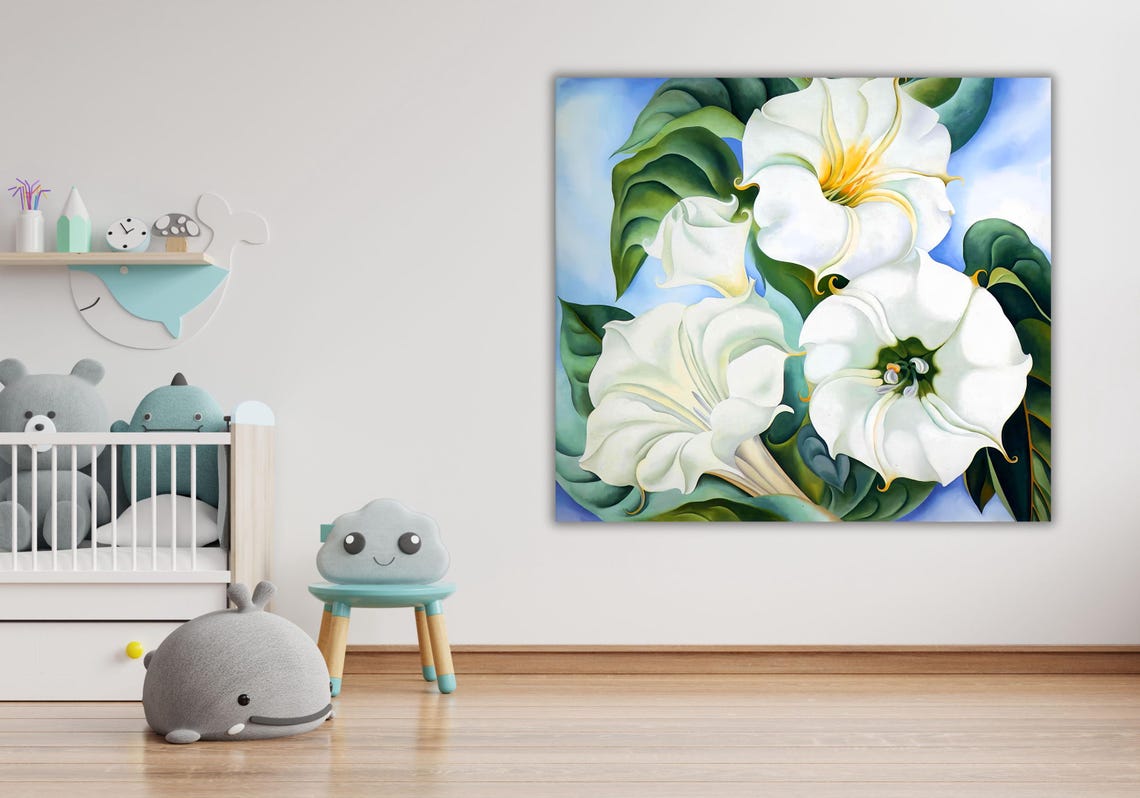 Georgia OKeeffe Jimson Weed White Flowers Close Up Floral Poster - Image 3