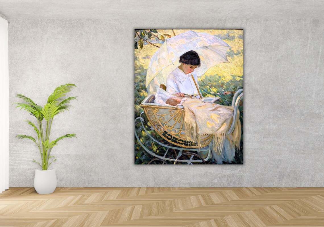 Helen Galloway McNicoll Mother Baby White Parasol Garden Poster - Image 3