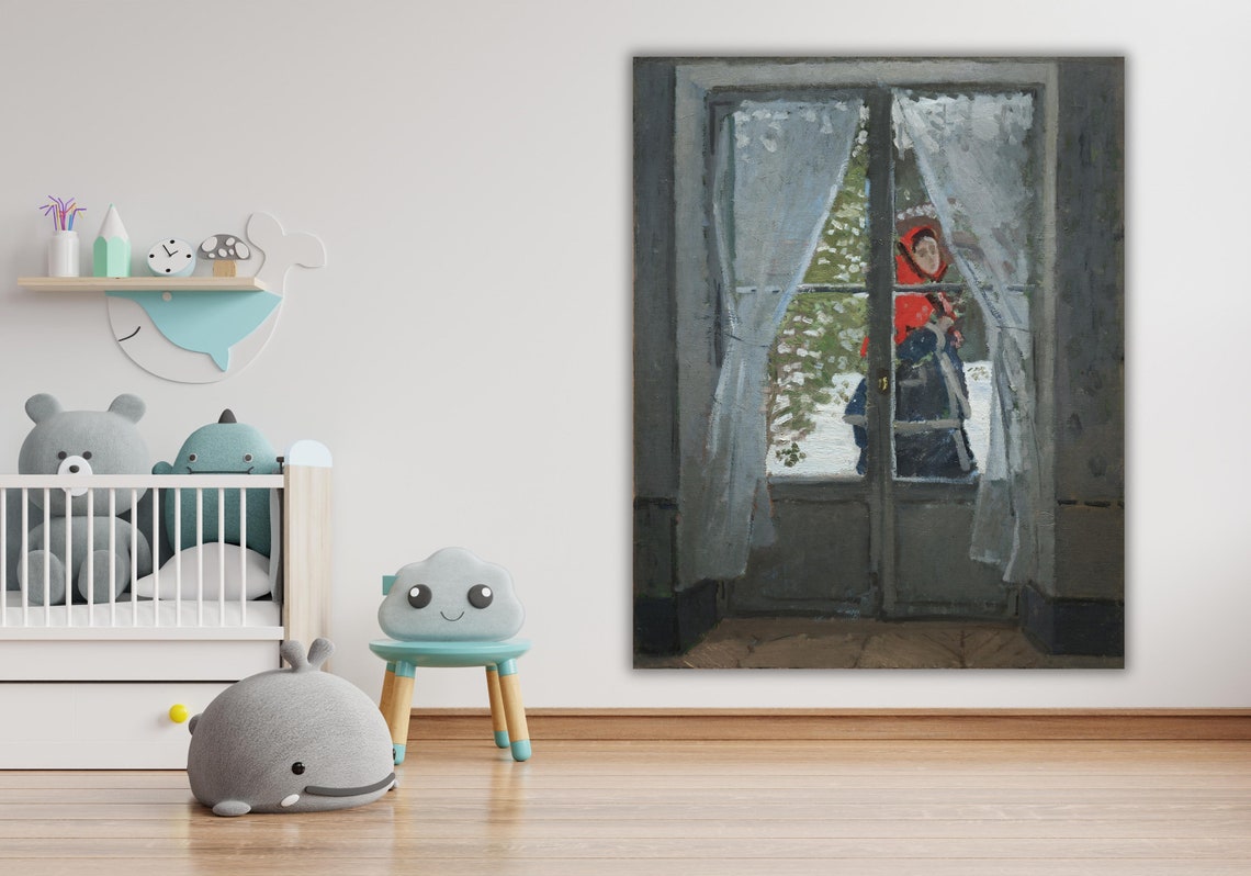 Claude Monet The Red Kerchief Woman at a Winter Window Poster - Image 3
