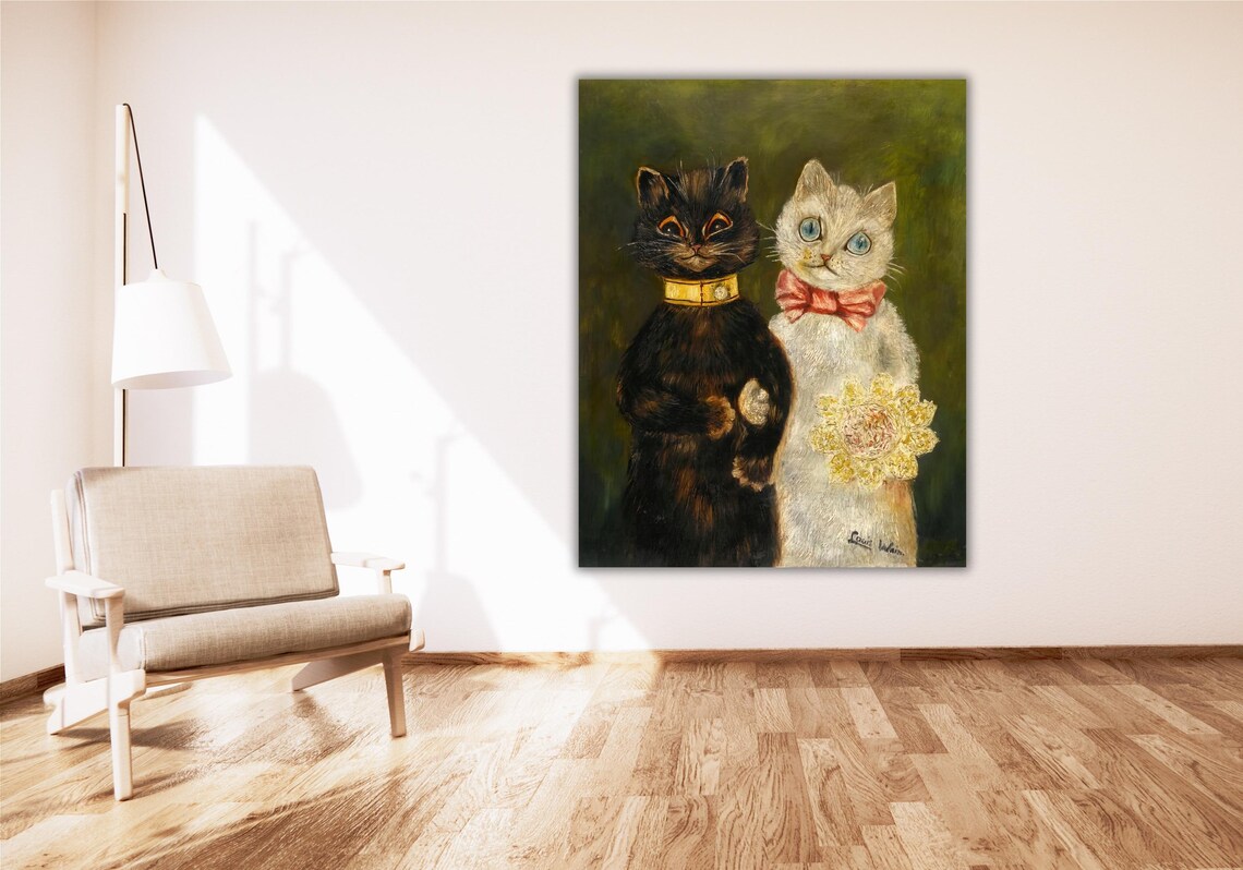 Louis Wain The Bride Two Cats Wedding Portrait Painting Poster - Image 2
