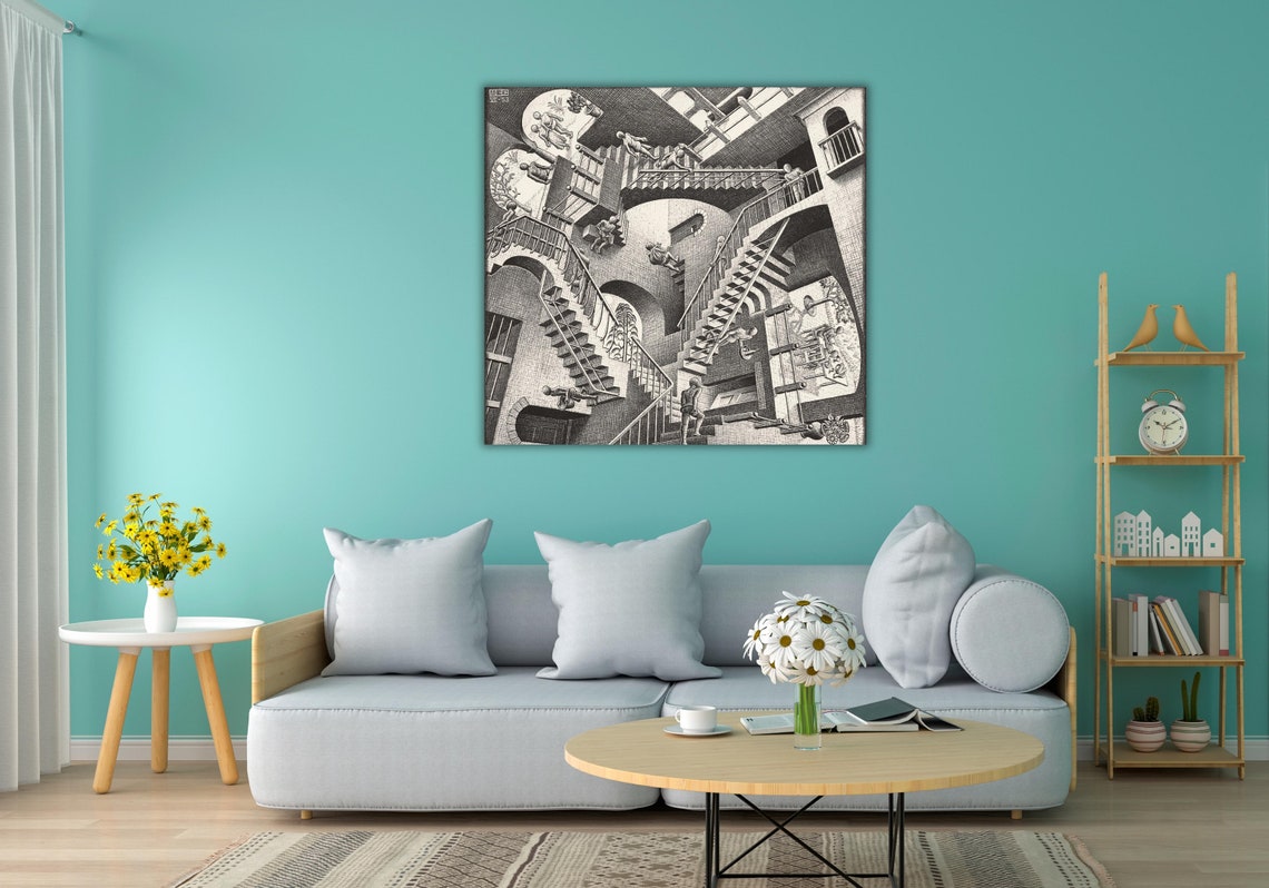 M C Escher Relativity 1953 Optical Illusion Staircase Poster - Image 2