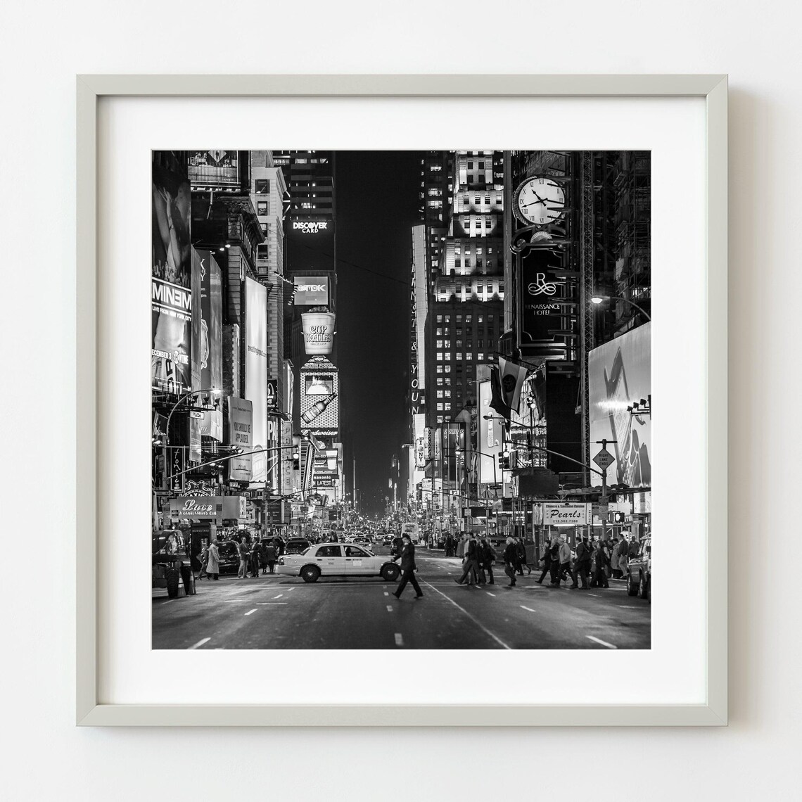 Times Square New York Night Black And White City Street Photo Poster