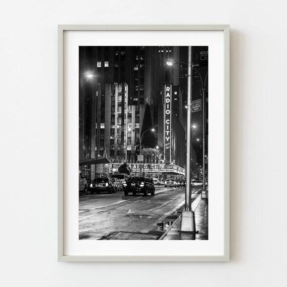 Iconic Radio City Music Hall New York Night Street Photo Poster