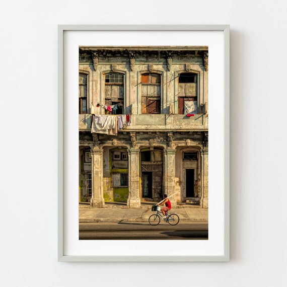 Havana Harbor Building Facade Weathered Colonial Architecture Street Photo Poster