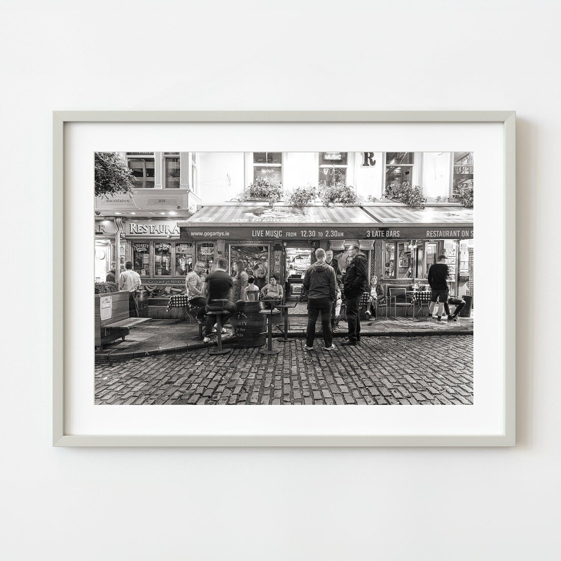Historic Dublin Irish Pub Live Music Night Black and White Photo Poster