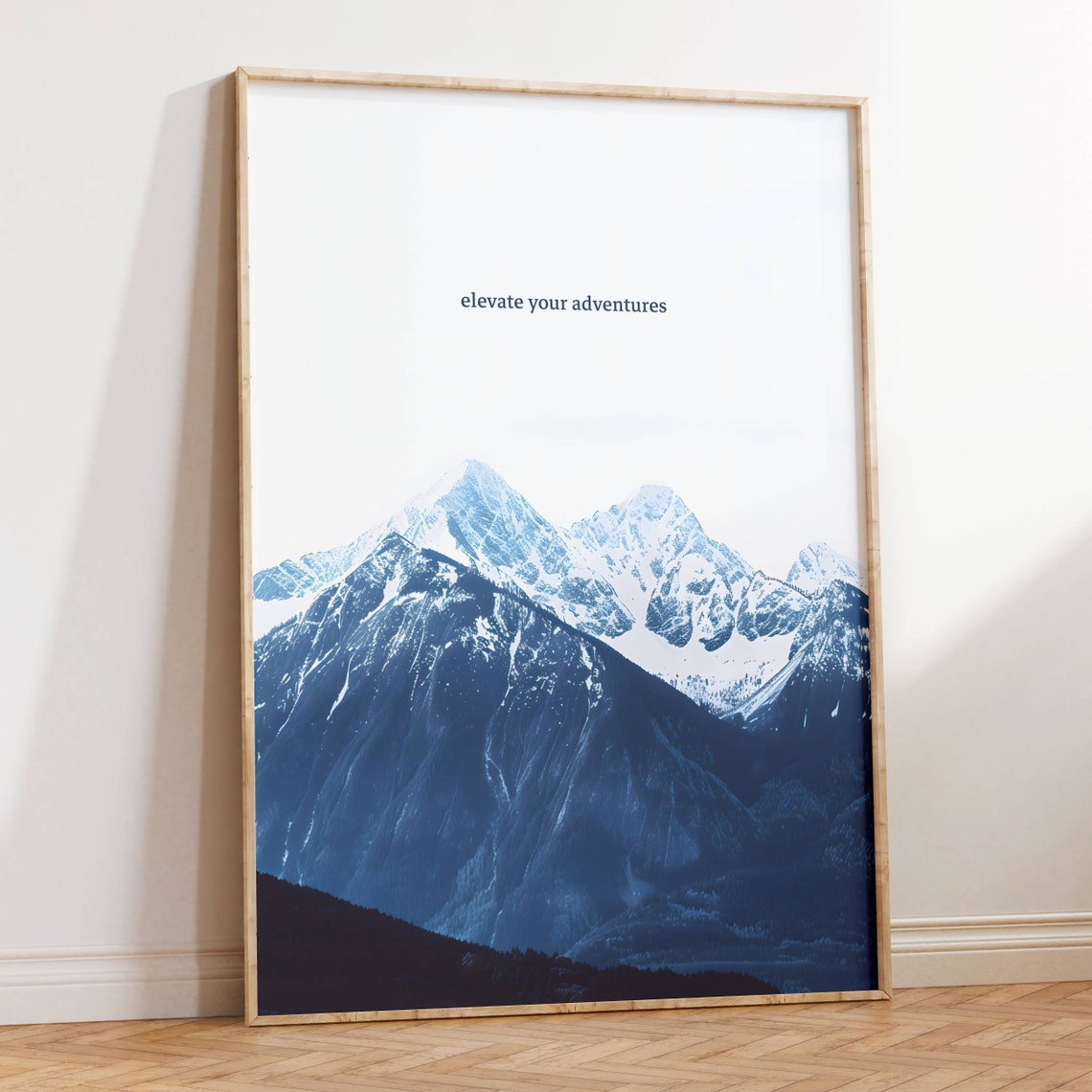 Elevate Your Adventures Snowy Mountain Peaks Minimalist Poster - Image 3