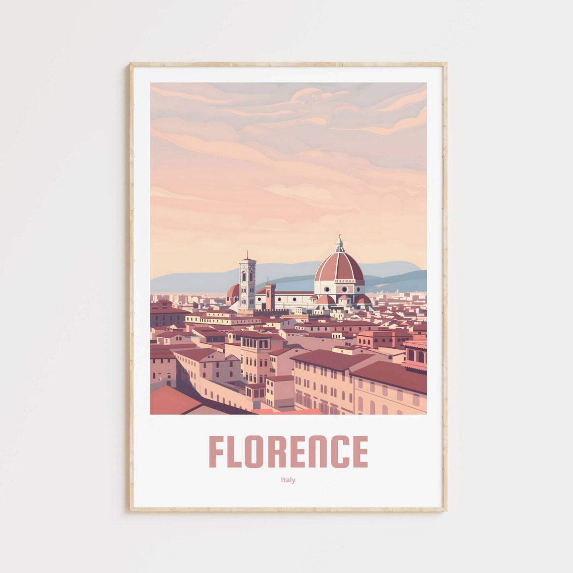 Florence Italy Duomo Cathedral Skyline Vintage Travel Poster