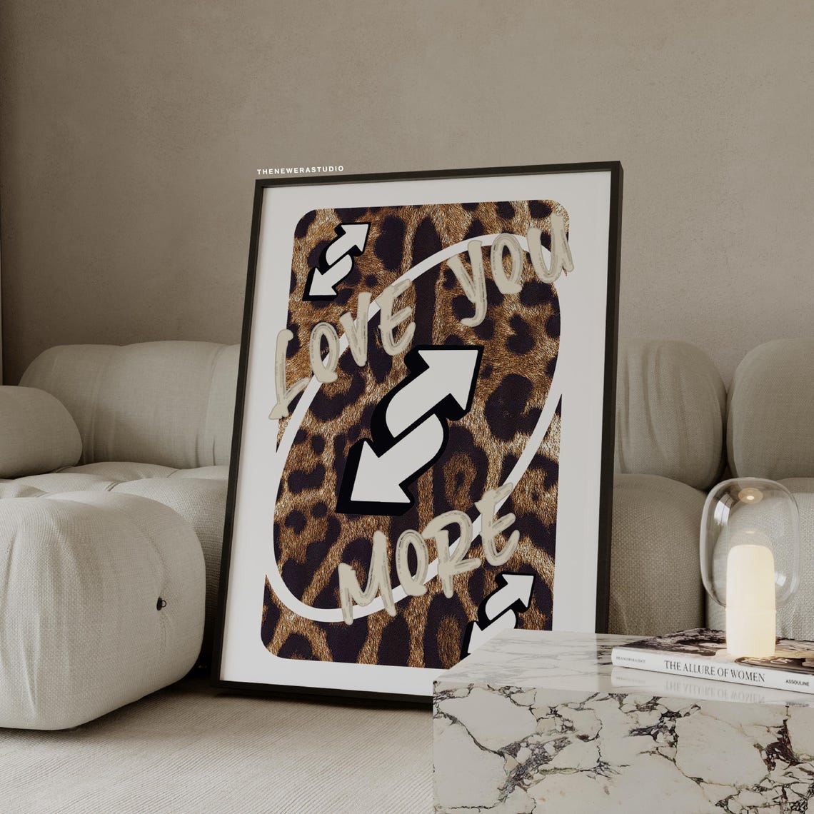 Leopard Love You More Reverse Arrow Graphic Trendy Decor Poster