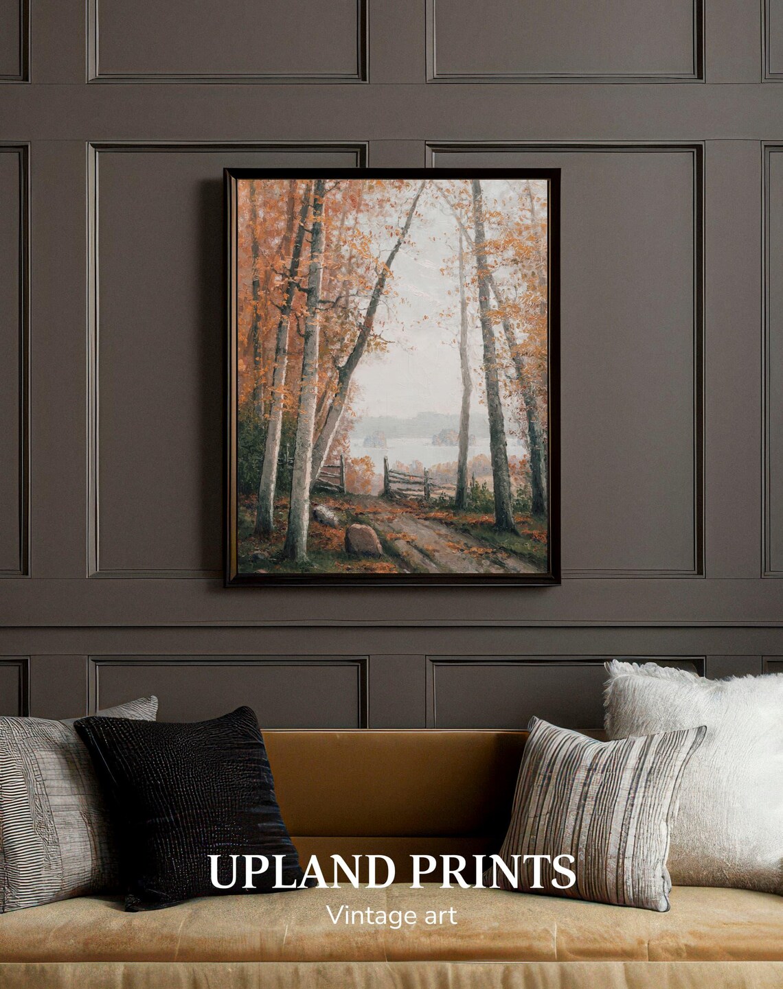 Fall Trees Vintage Autumn Landscape Art Print - Image 2