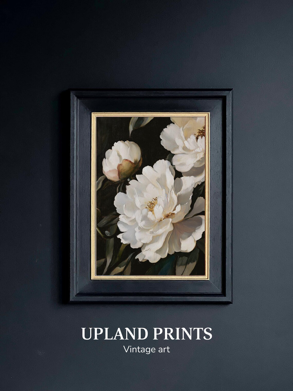 White Peony Print Flower Art Moody Peonies Vintage Wall Art White Floral Painting Floral Bedroom Print White Flowers 140 - Image 3