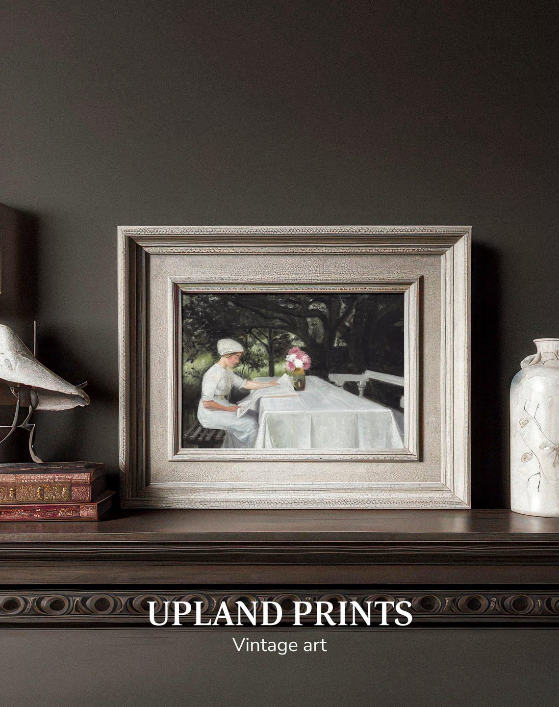 Woman In Garden Painting Woman Reading Print Vintage Garden Art Print Antique Lady Portrait Art Print 087 - Image 2