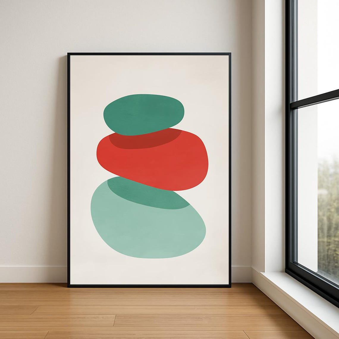Stacked Pebbles Abstract Geometric Minimalist Modern Art Print