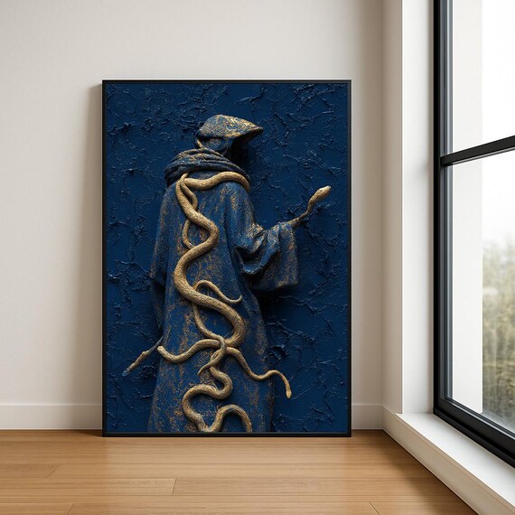 Magician Wall Art Print Abstract Wizard In Mystic Fantasy Painting