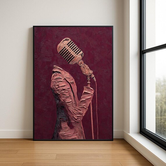 Music Lover Wall Art Print Textured Musician Abstract Oil Painting