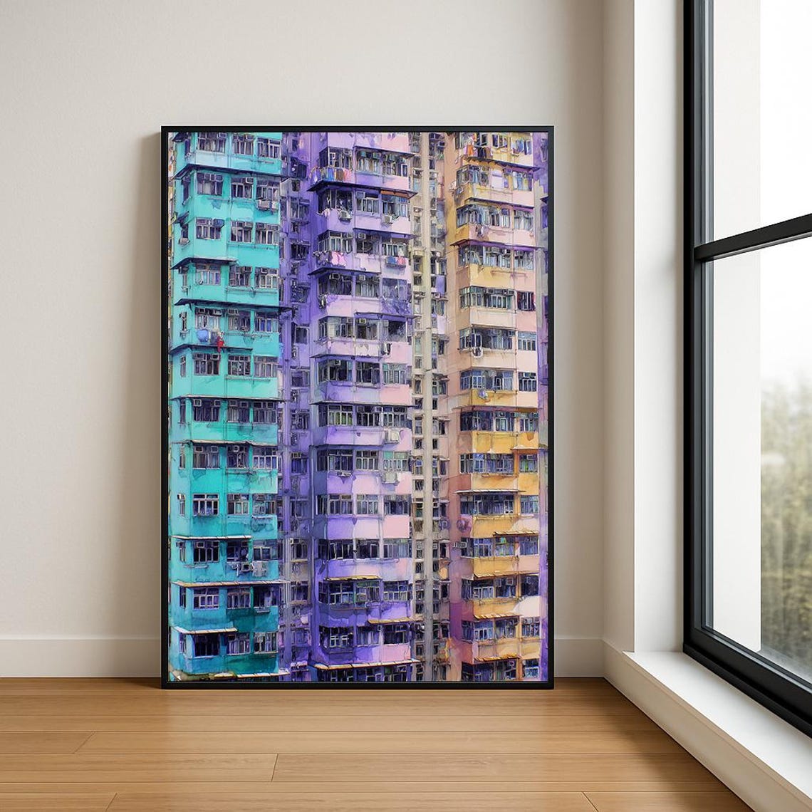 Colorful Dense High-Rise Apartment Towers Urban Pattern Poster