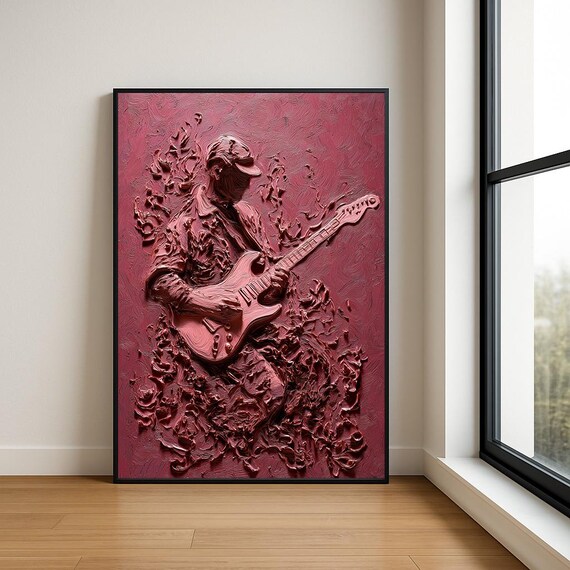 Music Lover Wall Art Print Textured Musician Abstract Oil Painting