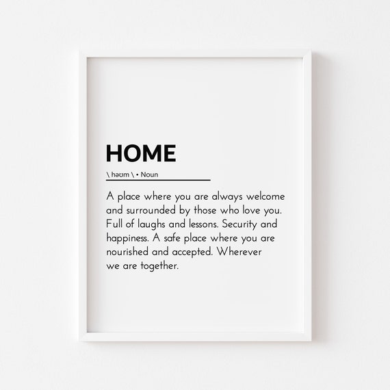 Home Definition Minimalist Decor Sign, Art Print