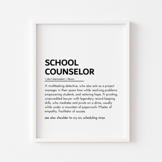 School Counselor Definition Appreciation Gift Dictionary Wall Art