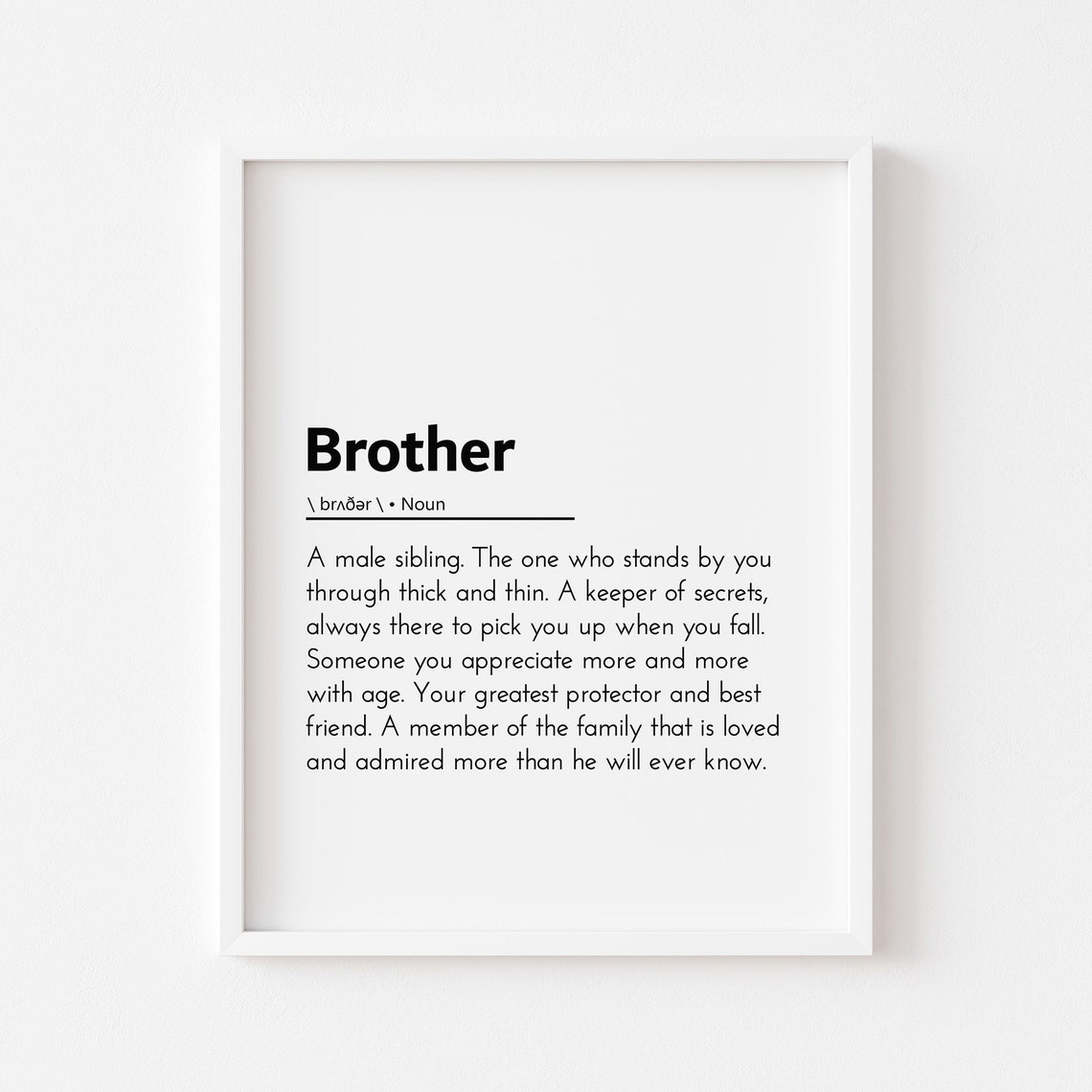 Brother Definition Poster Minimalist Family Quote Gift Wall Decor