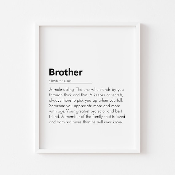 Brother Definition Poster Minimalist Family Quote Gift Wall Decor