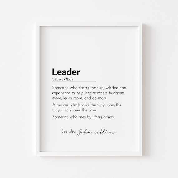 Personalized Leader Definition Office Gift Leadership Quote Poster