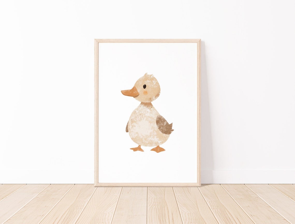 Cute Baby Duck Watercolor Nursery Woodland Animal Illustration Poster - Image 3