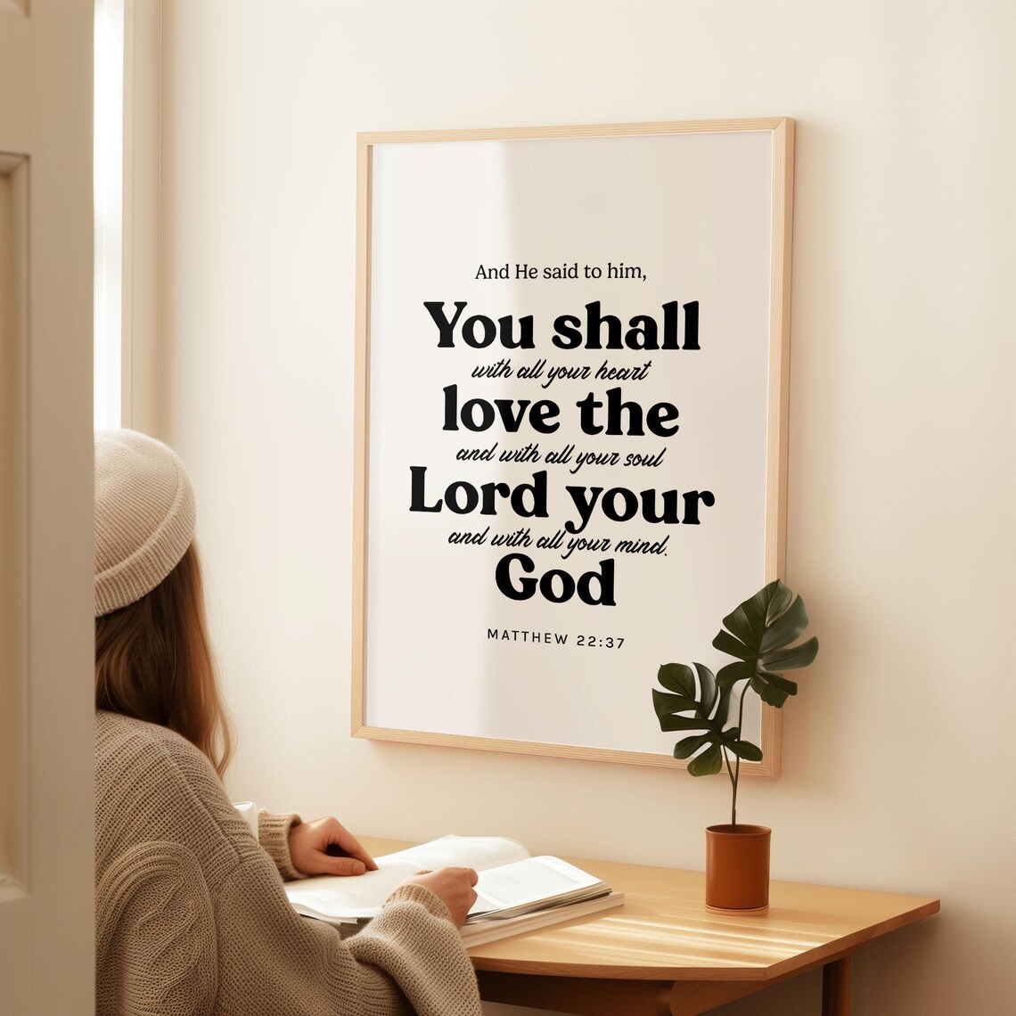 Matthew 22 37 You Shall Love The Lord Your God Bold Typography Verse Poster - Image 4