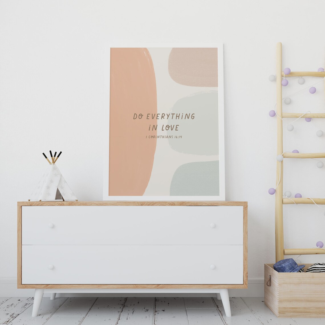 1 Corinthians 16:14 Bold Colorful Love Art Print - Image 2