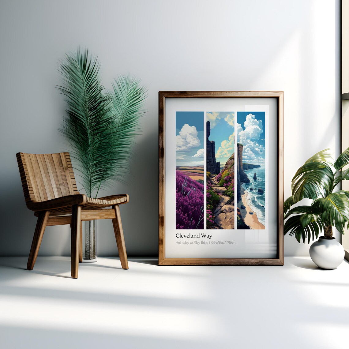 Cleveland Way National Trail Triptych Coastal Hiking Route Poster - Image 2