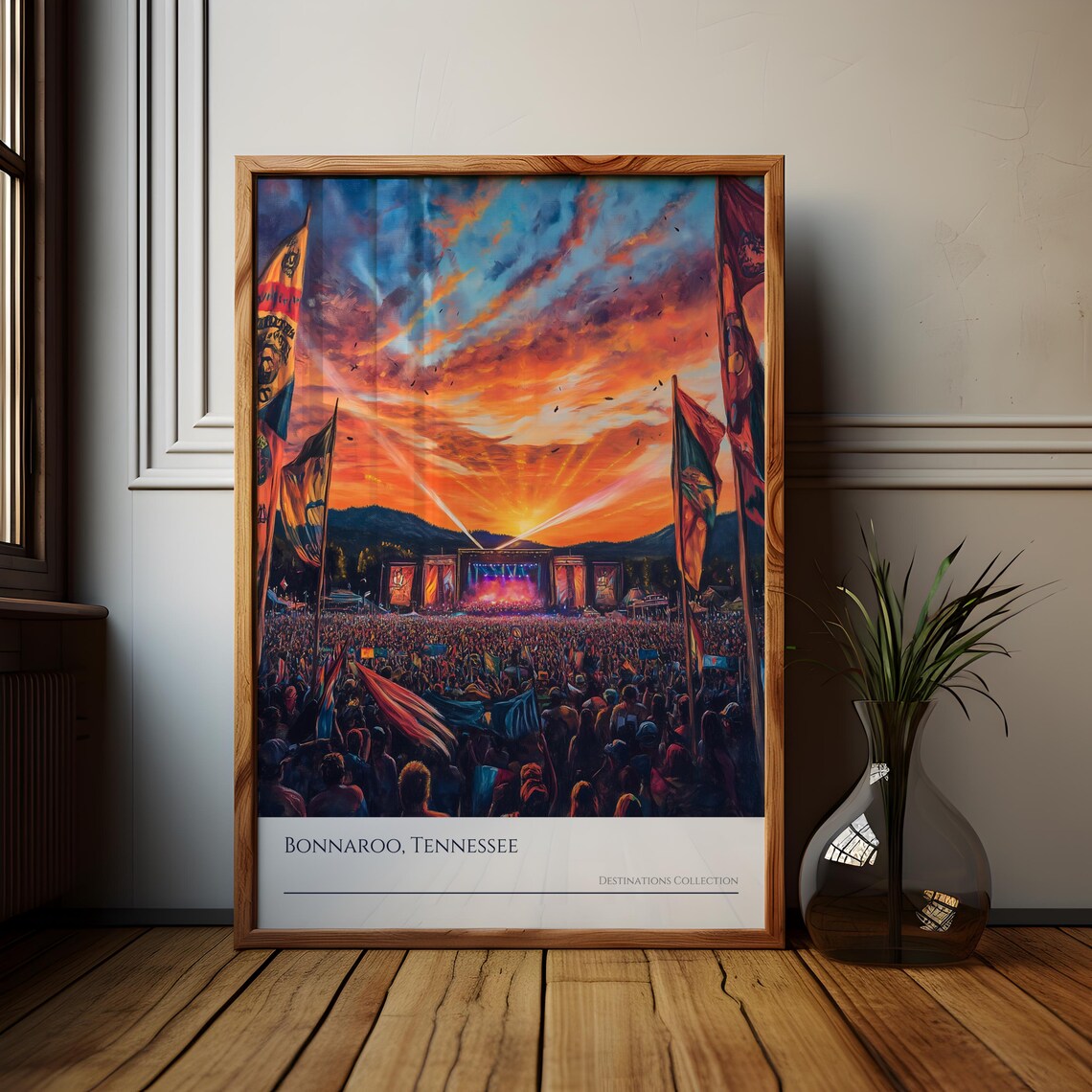 Bonnaroo Tennessee Music Festival Sunset Crowd Travel Poster