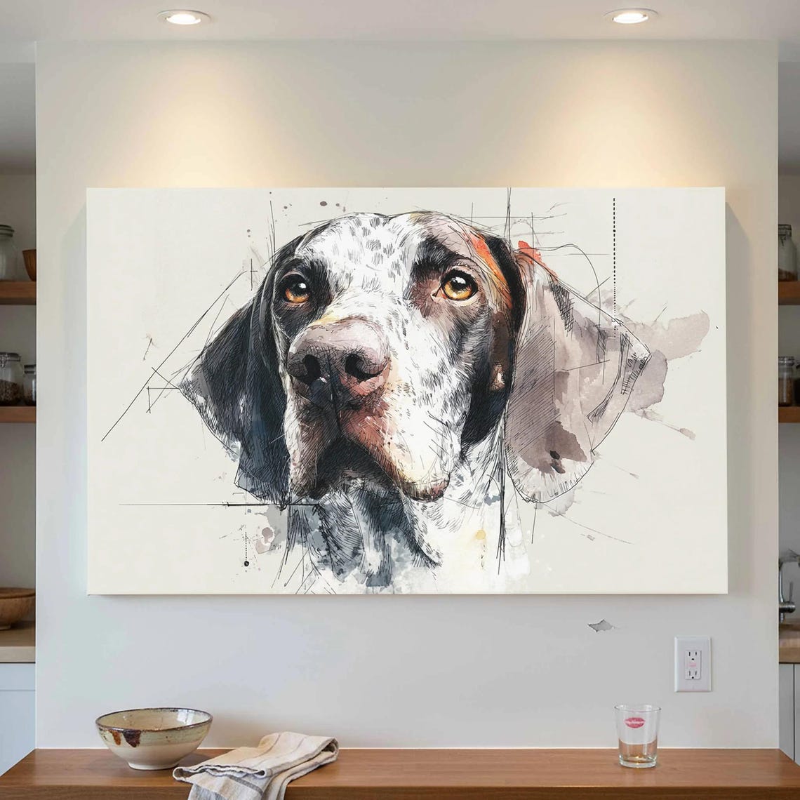 German Shorthaired Pointer Watercolor Sketch Dog Portrait Poster