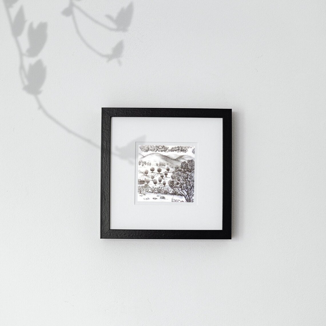 Erzurum Turkiye Charcoal Pencil Landscape Hills Sketch Poster - Image 2