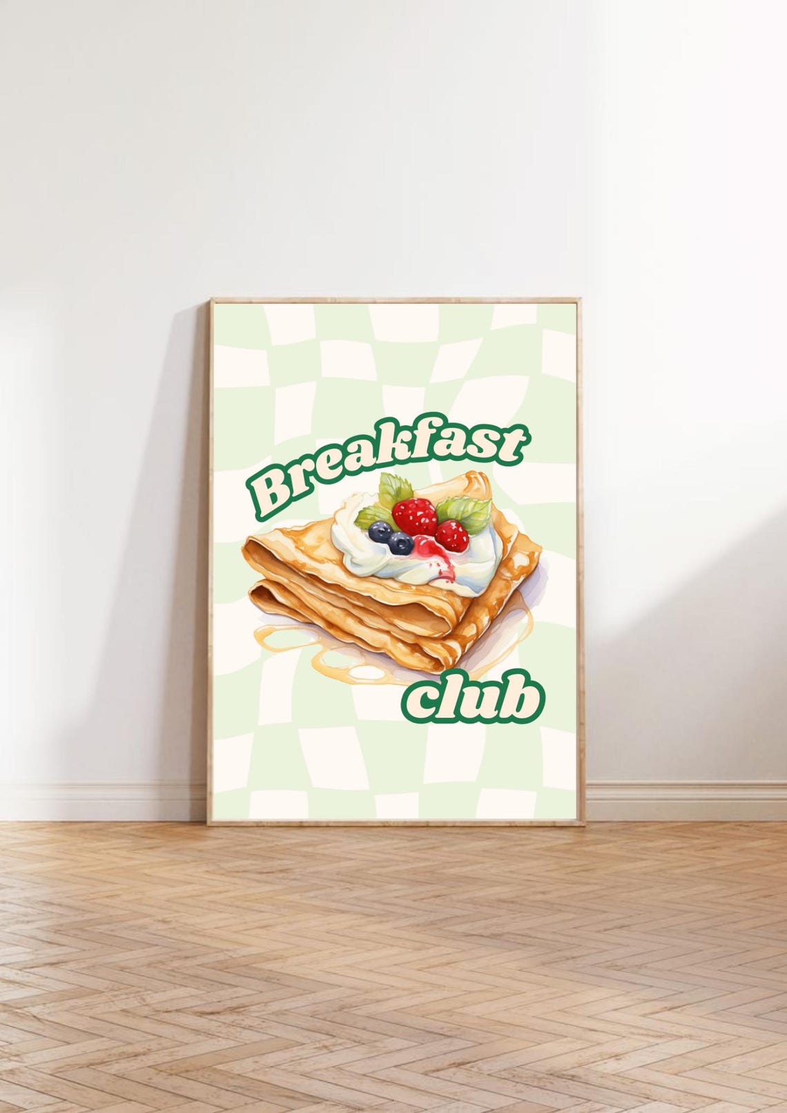 Breakfast Club Crepes With Berries On Mint Checkerboard Poster - Image 3