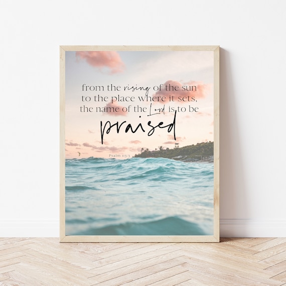 From The Rising Of The Sun Psalm 113 Ocean Sunset Scripture Poster