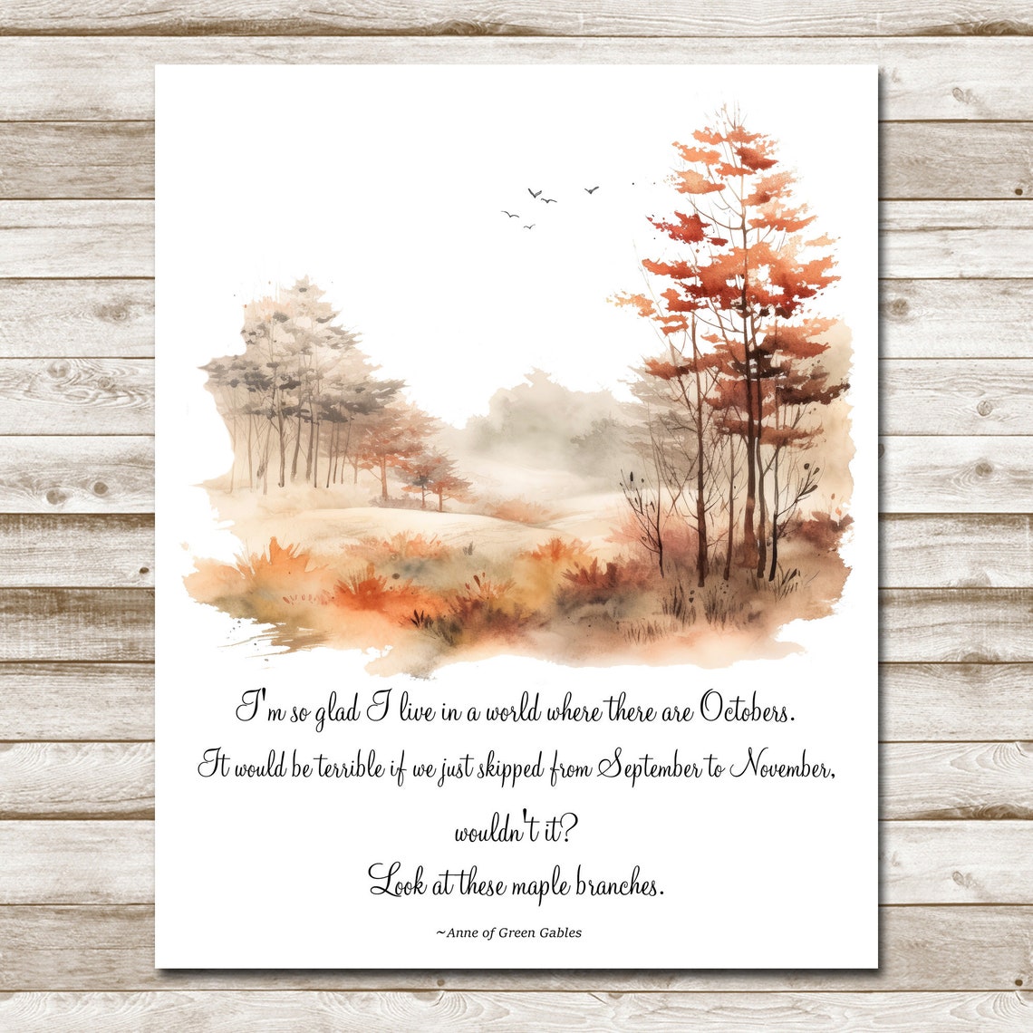 Anne of Green Gables October Quote Watercolor Fall Landscape Poster - Image 4