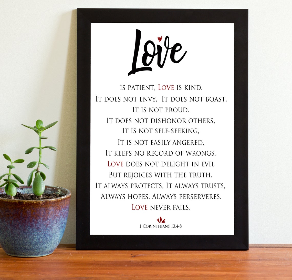 Love Is Patient Love Is Kind 1 Corinthians Scripture Wedding Poster - Image 4