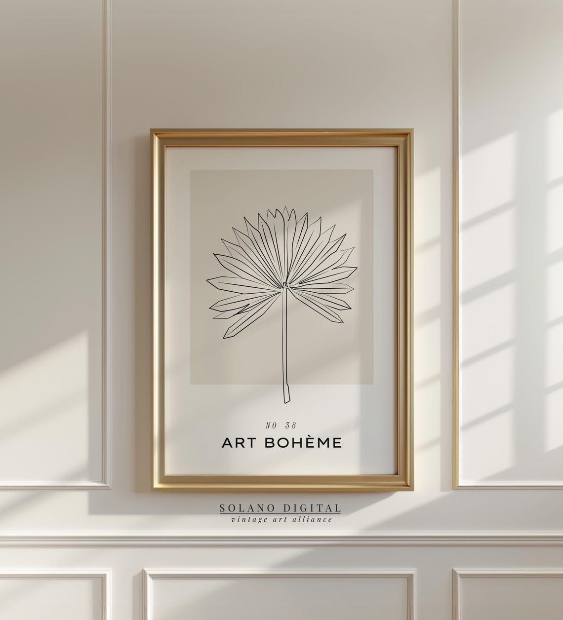Art Boheme Palm Leaf Line Drawing Minimalist Botanical Decor Poster