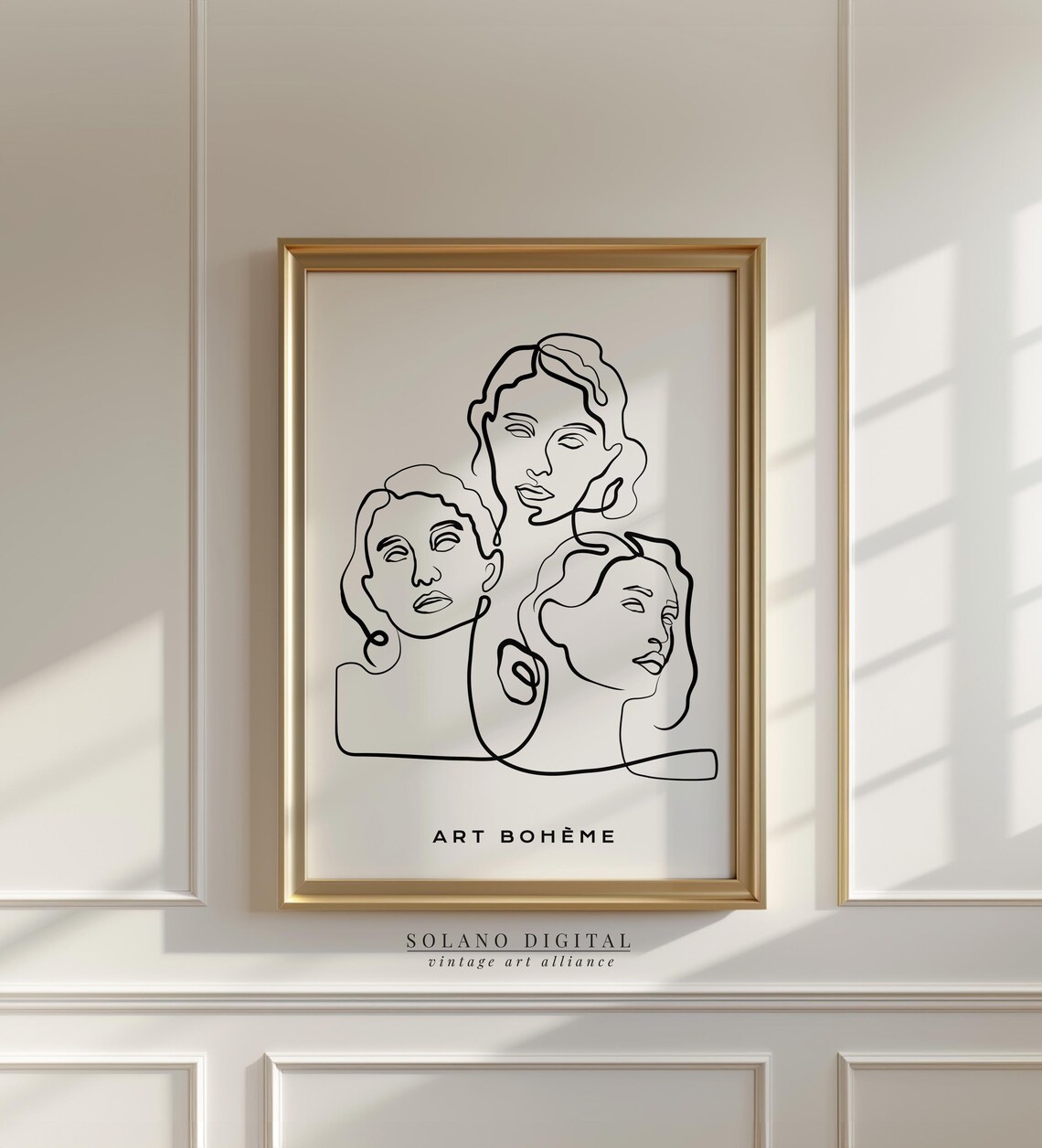 Three Women Line Art Print Modern Boho Wall One Female Face Poster Minimalist Artwork