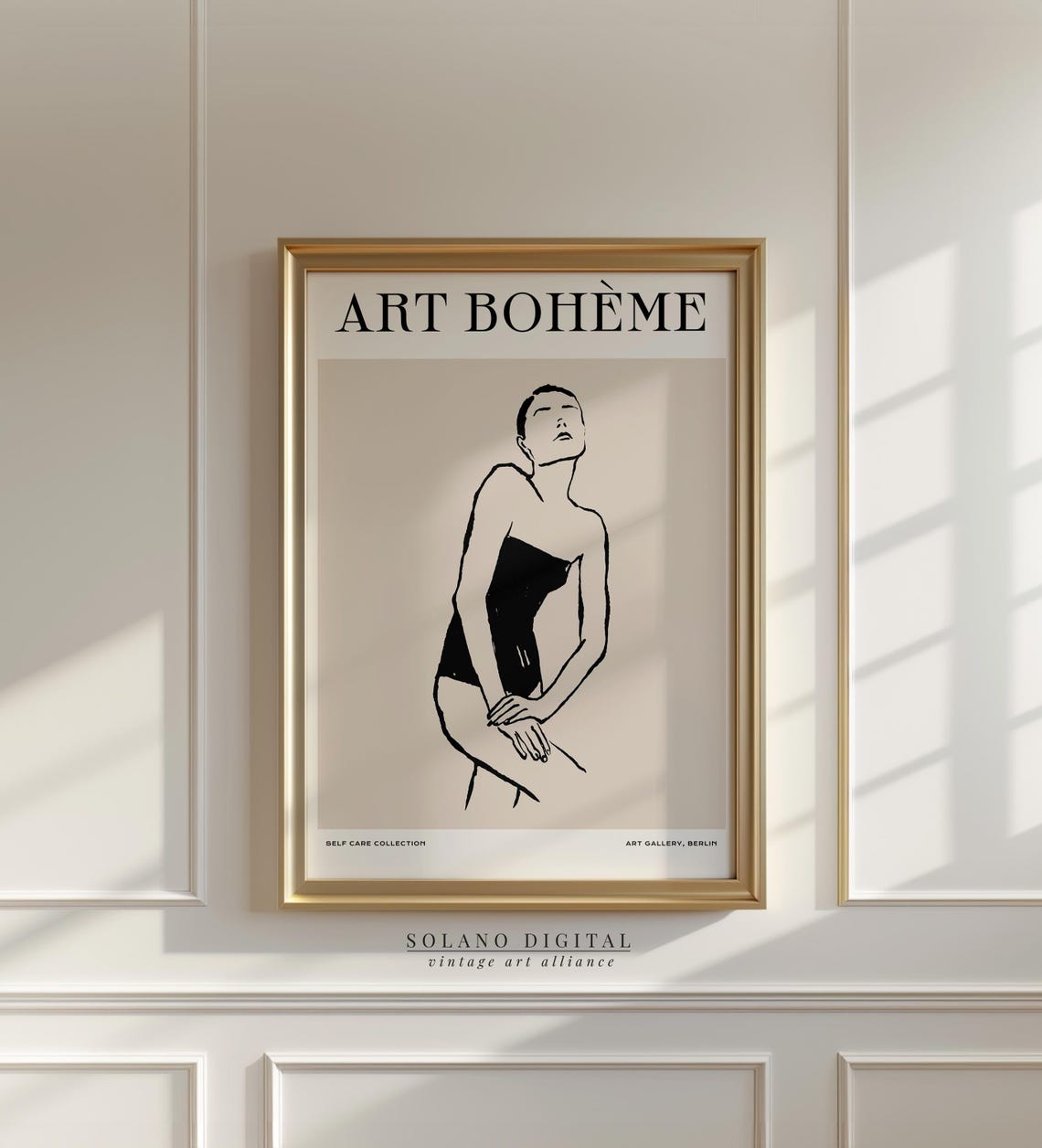 Art Bohème Seated Woman Figure Minimalist Ink Line Art Poster