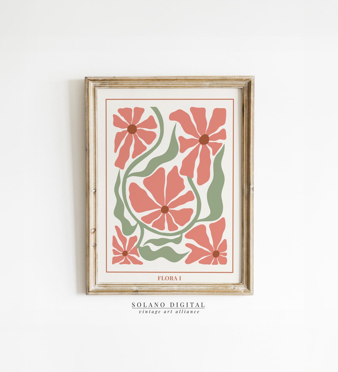 Boho Abstract Flowers Print Terracotta Floral Prints Vintage Wall Art Market Poster Botanical